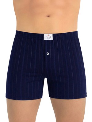 Öts Erkek Boxer Çizgili, Düğmeli (%100 Pamuk)