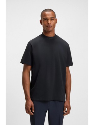 Boss Erkek Rahat Kalıp Esnek Pamuklu Yakası Logo Desenli Kısa Kollu Lacivert T-Shirt 50551139-402