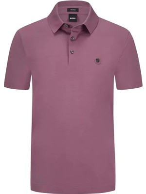 Boss Erkek Polo Yaka Düğme Kapamalı Kısa Kol Mor Polo Yaka T-Shirt 50520297-524