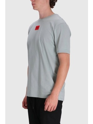 Hugo Erkek Pamuklu Logo Detaylı Yuvarlak Yaka Gri T-Shirt 50447978-086
