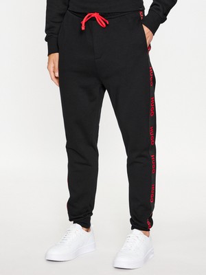 Hugo Erkek Normal Bel Dar Paça Iki Yanı Marka Logo Yazı Desenli Siyah Pantolon 50496995-001