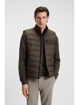 Boss Erkek Dik Yaka Kapitoneli Fermuar Kapamalı Açık Yeşil Mont 50518375-342