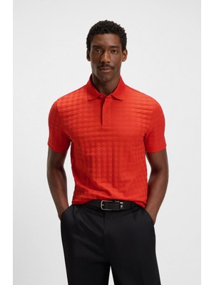 Boss Erkek Pamuklu Marka Logolu Kısa Kollu Polo Yaka Kırmızı Polo Yaka T-Shirt 50543666-802