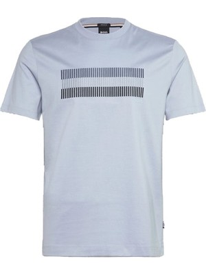 Boss Erkek Regular Fit Yuvarlak Yaka Pamuklu Baskılı Kısa Kollu Açık Mavi T-Shirt 50531862-454