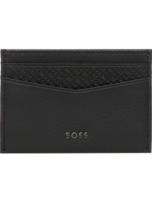 Boss Erkek Hakiki Deri Logo Kabartmalı Siyah Kartlık 50558596-001