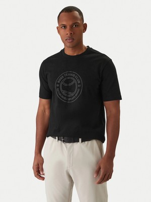 Boss Erkek Normal Kalıp Yuvarlak Yakalı Baskılı Kısa Kollu Siyah T-Shirt 50553648-001