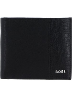 Boss Erkek Düz Deri Katlamalı Kart ve Nakit Bölmeli Siyah Cüzdan 50552829-001