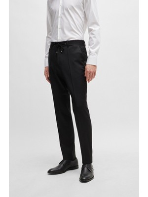 Boss Erkek Beli Lastikli Ip Bağlamalı Regular Fit Siyah Pantolon 50469169-001