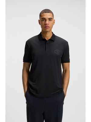 Boss Erkek Regular Fit Nem Emici Esnek Pike Kumaş Kısa Kollu Siyah Polo Yaka T-Shirt 50544192-402