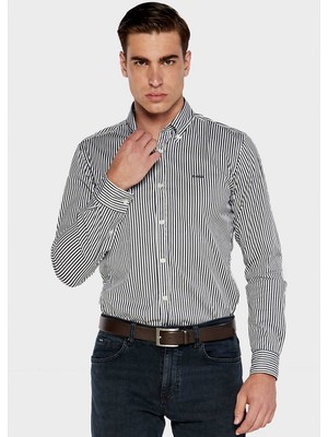 Boss Erkek Uzun Kol Çizgili Gömlek Yaka Lacivert Gömlek 50520285-404