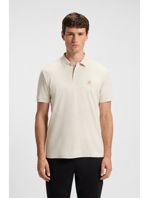 Boss Erkek Polo Yaka Regular Fit Pamuklu Kısa Kollu Ekru Polo Yaka T-Shirt 50543891-131