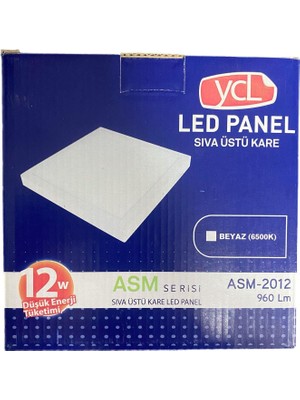 Ycl 12W Sıva Üstü Kare LED Panel Beyaz 6500K