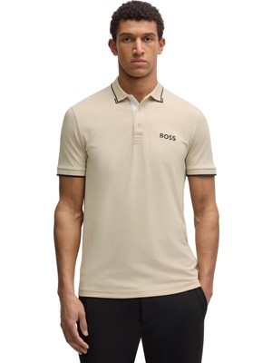 Boss Erkek Regular Fit Polo Yaka Pamuklu Kısa Kollu Bej Polo Yaka T-Shirt 50469102-272