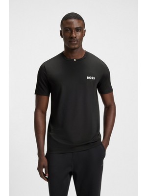 Boss Erkek Slim Fit Koku Kontrolü Sağlayan Yuvarlak Yakalı Kısa Kollu Siyah T-Shirt 50543328-001