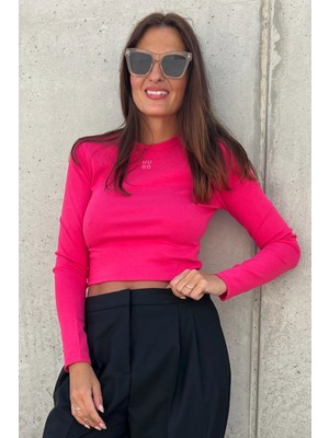 Hugo Kadın Pamuklu Dokuma Kumaş Marka Logolu Pembe Bluz 50518378-672