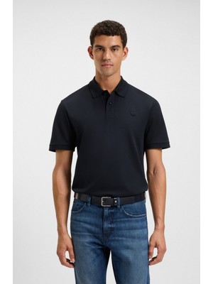 Boss Erkek Normal Kalıp Logo Işlemeli Kısa Kollu %100 Pamuklu Pike Lacivert Polo Yaka T-Shirt 50544088-405