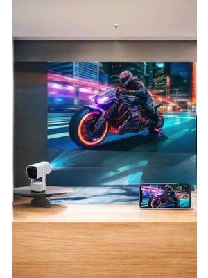 Akıllı Projeksiyon Powerbankli Taşınabilir Sinema Projektörü 4K Hd Kaliteli - Lisinya