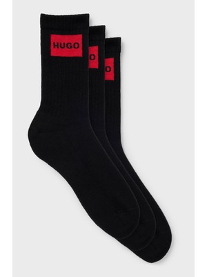 Hugo Erkek 3'lü Paket Marka Logolu Siyah Çorap 50531515-001