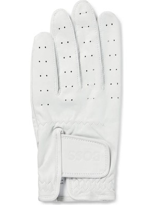 Boss Erkek Dikiş Detaylı Nefes Alabilen Tasarımlı Logo Detaylı Beyaz Eldiven 50557476-100