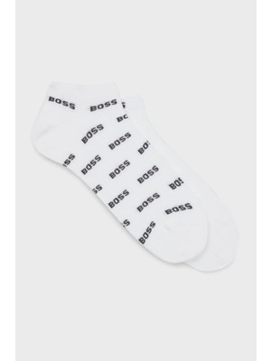 Boss Erkek Pamuklu Esnek Kumaş Logolu Kısa Beyaz Çorap 50511423-100