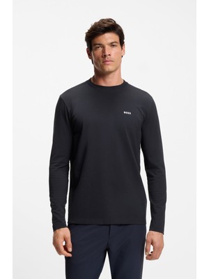 Boss Erkek Organik Pamuklu Uzun Kollu Lacivert1 Polo Yaka T-Shirt 50506365-402