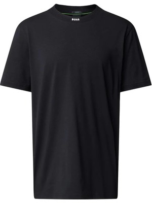 Erkek Boss Yazılı Kısa Kollu Bisiklet Yaka Siyah T-Shirt 50537836-001