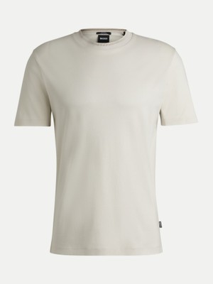 Boss Erkek Yumuşak Pamuklu Dar Kesim Yuvarlak Yaka Kısa Kollu Bej T-Shirt 50531793-131