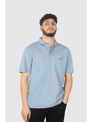 Boss Erkek Pamuklu Polo Yaka Kısa Kollu Günlük Kullanım Mavi Polo Yaka T-Shirt 50518753-490