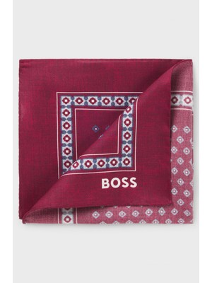 Erkek Yumuşak Ipek Kumaş Desenli Cep Için Uygun Boss Yazılı Kırmızı Mendil 50551097-602