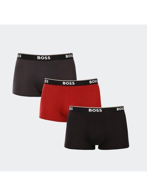 Boss Erkek Logolu Elastik Bel Bantlı Pamuklu 3'lü Paket Kahverengi Boxer 50531684-966