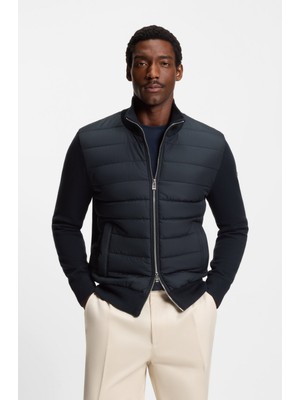 Boss Erkek Normal Kalıp Dik Yaka Kapitone Desenli Dolgulu Lacivert Ceket 50549991-404