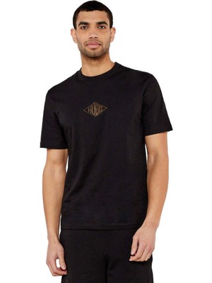 Erkek Kısa Kol Bisiklet Yaka Gögüs Ortası ve Sırt Bölümü Hugo Yazılı Siyah T-Shirt 50534951-001