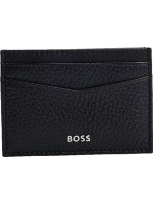 Boss Erkek Metalik Logo Kabartmalı Para Klipsli Deri Siyah Kartlık 50529503-001