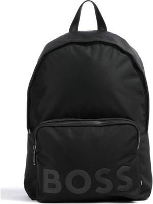 Boss Erkek Sırt Askılı Marka Logolu Fermuar Kapamalı Siyah Sırt Çantası 50490969-001