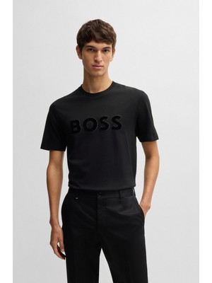 Boss Erkek Pamuklu Marka Logolu Yuvarlak Yaka Siyah T-Shirt 50527338-001