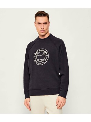 Boss Erkek Regular Fit Yuvarlak Yakalı Dokulu Logo Işlemeli Lacivert Sweatshirt 50553573-402