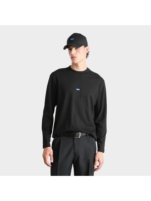 Hugo Erkek Marka Logolu Uzun Kollu Bisiklet Yaka Günlük Siyah T-Shirt 50519962-001