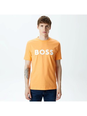 Boss Erkek Regular Fit Kısa Kollu Düz Bisiklet Yaka Turuncu T-Shirt 50495742-813