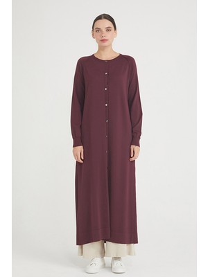 Nuss Merserize Tam Boy Triko Uzun Boy Hırka 512 Bordo