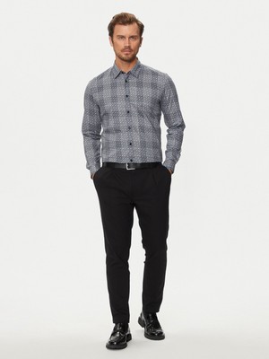 Boss Erkek Regular Fit Gömlek Yaka Uzun Kollu Gri Gömlek 50521641-031