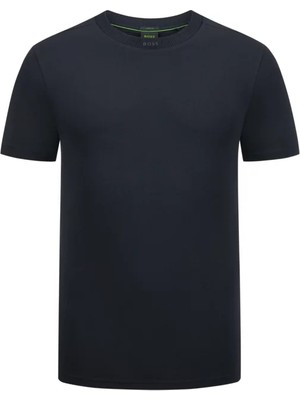 Erkek Boss Yazılı Kısa Kollu Bisiklet Yaka Lacivert T-Shirt 50537836-402