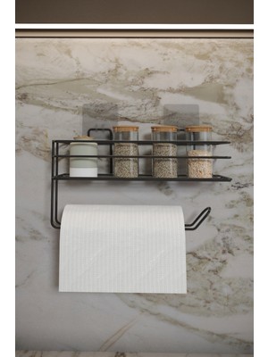 PremiumPort Yapışkanlı Rulo Kağıt Havluluk ve Peçetelik, Siyah Banyo ve Mutfak Düzenleyici