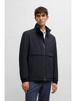 Boss Erkek Dik Yaka Regular Fit Çıkarılabilir Kapüşonlu Fermuar Kapamalı Esnek Kumaş Uzun Kollu Lacivert Ceket 50528439-404