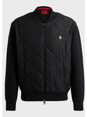 Hugo Erkek Metal Marka Logolu Dikiş Detaylı Fermuar Kapamalı Uzun Kollu Siyah Ceket 50516619-001