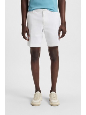 Boss Erkek Normal Bel Diz Üstü Cep ve Kemer Detaylı Beyaz Şort 50543951-100