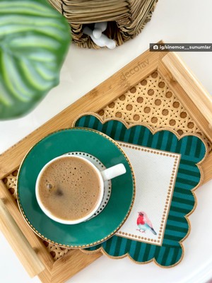 PremiumPort Kuş Desenli Dijital Baskılı Dekoratif Kokteyl Peçetesi