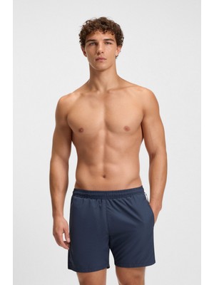 Boss Erkek Hızlı Kuruyan Kumaş Yanı Logo Imza Çizgili Lacivert Mayo 50508963-413