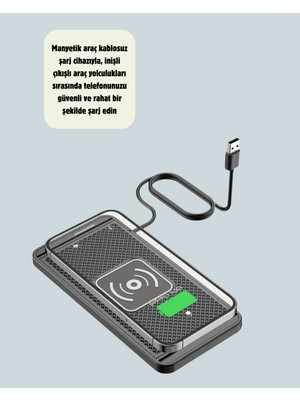 Araç Içi Kablosuz Şarj Pedi - Manyetik Güçlü Tutuş, Hızlı Şarj Özelliği - Lisinya