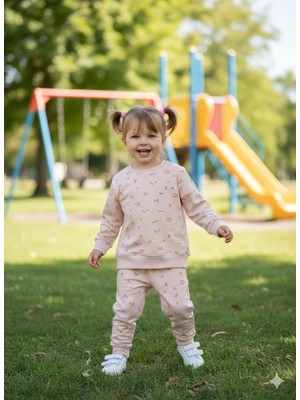 Elixya Kız Çocuk Çiçek Desenli Pembe Pijama Takımı