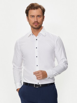 Boss Erkek Pamuklu Uzun Kol Dokuma Günlük Kullanım Beyaz Gömlek 50519867-100